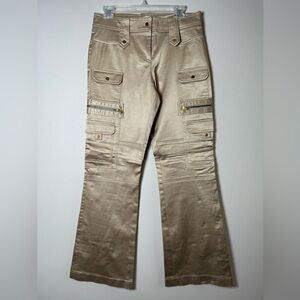 Cache Women's Beige Flare Cargo Jeans